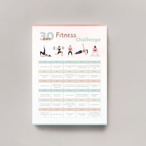 30 Day Fitness Challenge Printable Workout Tracker Gym Owner Tool ...