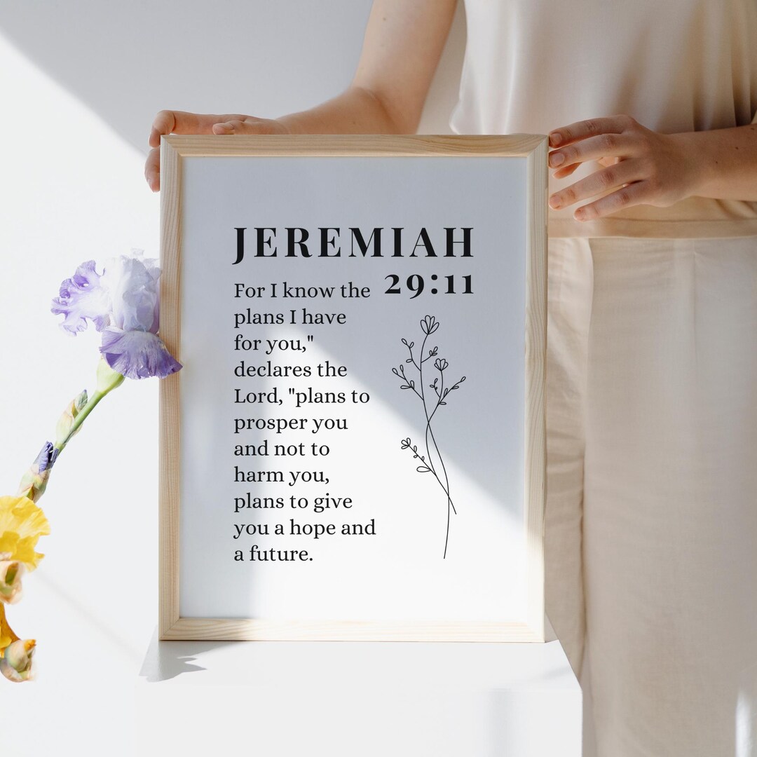 Jeremiah 29 11 Bible Verse Wall Art Christian Printable Scripture Hope ...