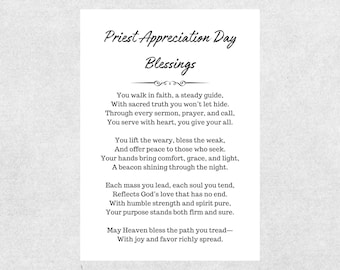 Priest Appreciation Day Card Blessings Greeting Card Printable Thank You Pastor Gift Digital Christian Card for Religious Leader Inspiration