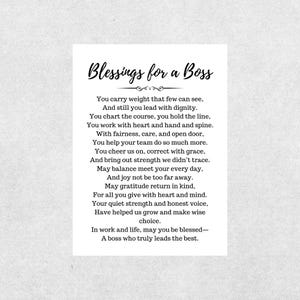 Boss Blessings Card Christelijke inspirerende Boss-wenskaart Afdrukbare Boss Appreciation Card Bedankt aan baas cadeau voor leider van personeel