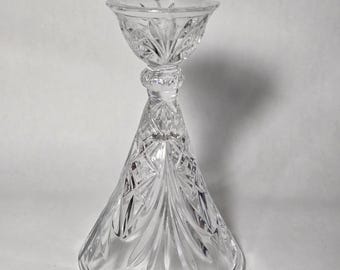 Czech 24% Lead Crystal Candlestick Holder | Bohemian Cut Crystal Taper Holder | Vintage European Glass | Elegant Table Decor