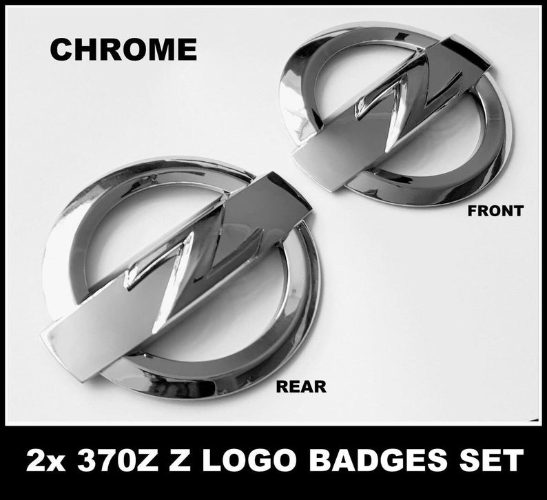 2x Chrome Silver 370z Z Logo Emblem Badge Front Rear Set Fits Nissan ...