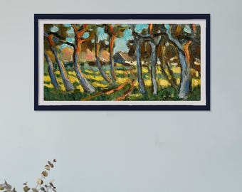 Trees Abstract Landscape - Original Oil Painting Mother Day Gift - Room Wall Decor