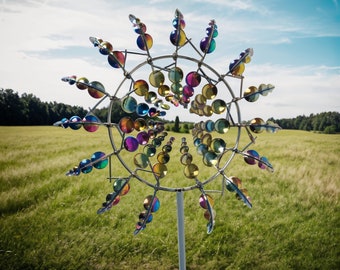 Molino de viento cinético colorido / Campana de viento / Molino de viento mágico / Cinético / Accesorio único / Decoración de jardín