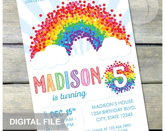 rainbow party invite etsy