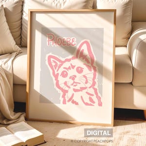 Custom Digital Cat Portrait Badly Drawn Pet Painting Modern Minimalist Dog Animal Art Unique Pet Gift Hand Drawn Colorful Personalized Decor
