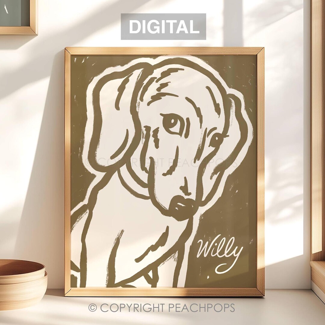 Custom Dog Portrait DIGITAL Badly Hand-drawn Pet Parent Gift 16"x20 ...