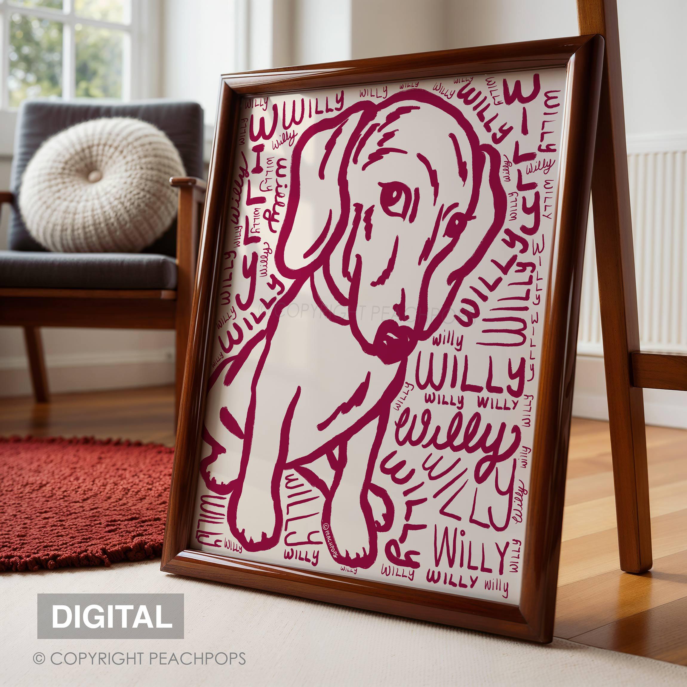 Custom Dog Portrait, Badly Drawn Dog Art, DIGITAL Dog Poster, Unique Pet Gift, Personalized Cat Painting Colorful Modern Funky Pet Art 48hrs