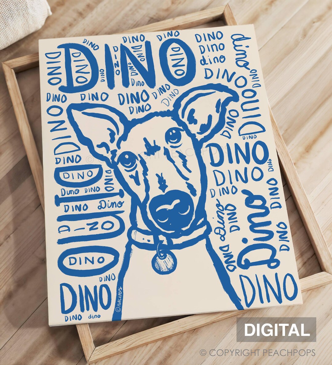 Dog Portrait Badly Hand Drawn Funny Dog Art DIGITAL Custom Dog Poster ...