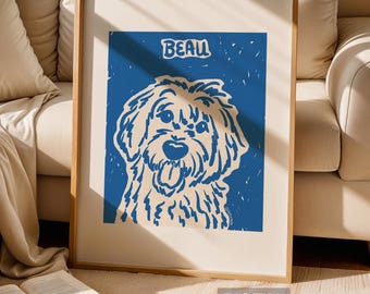 Custom Digital Dog Portrait Modern Hand-Drawn Pet Painting Minimalist Wall Animal Art Unique Pet Gift Whimsical Colorful 16&quot;x20&quot; Decor 2days
