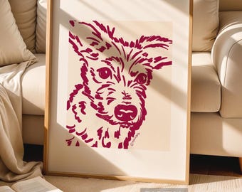 Custom Digital Dog Portrait Badly Drawn Pet Painting Modern Minimalist Animal Art Unique Pet Gift Hand Drawn Colorful Personalized Decor