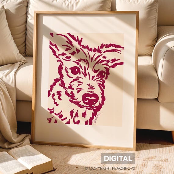 Dog Portrait Badly Hand Drawn Custom DIGITAL Pet Painting Modern Minimalist Animal Art Unique Pet Gift Colorful Personalized Decor