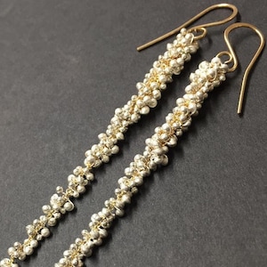 Extra Long Wisteria Caviar Earrings in Sterling Silver and 14k Goldfilled Options