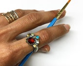 Colores Ring in Garnet, Topaz, Sapphires, Peridot, Turquoise, Ruby, Emerald in Sterling Silver, 14 and 24k Gold