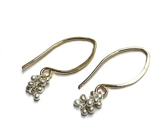 Mini Wisteria Caviar Hook Earrings in Sterling Silver or 14k Goldfilled
