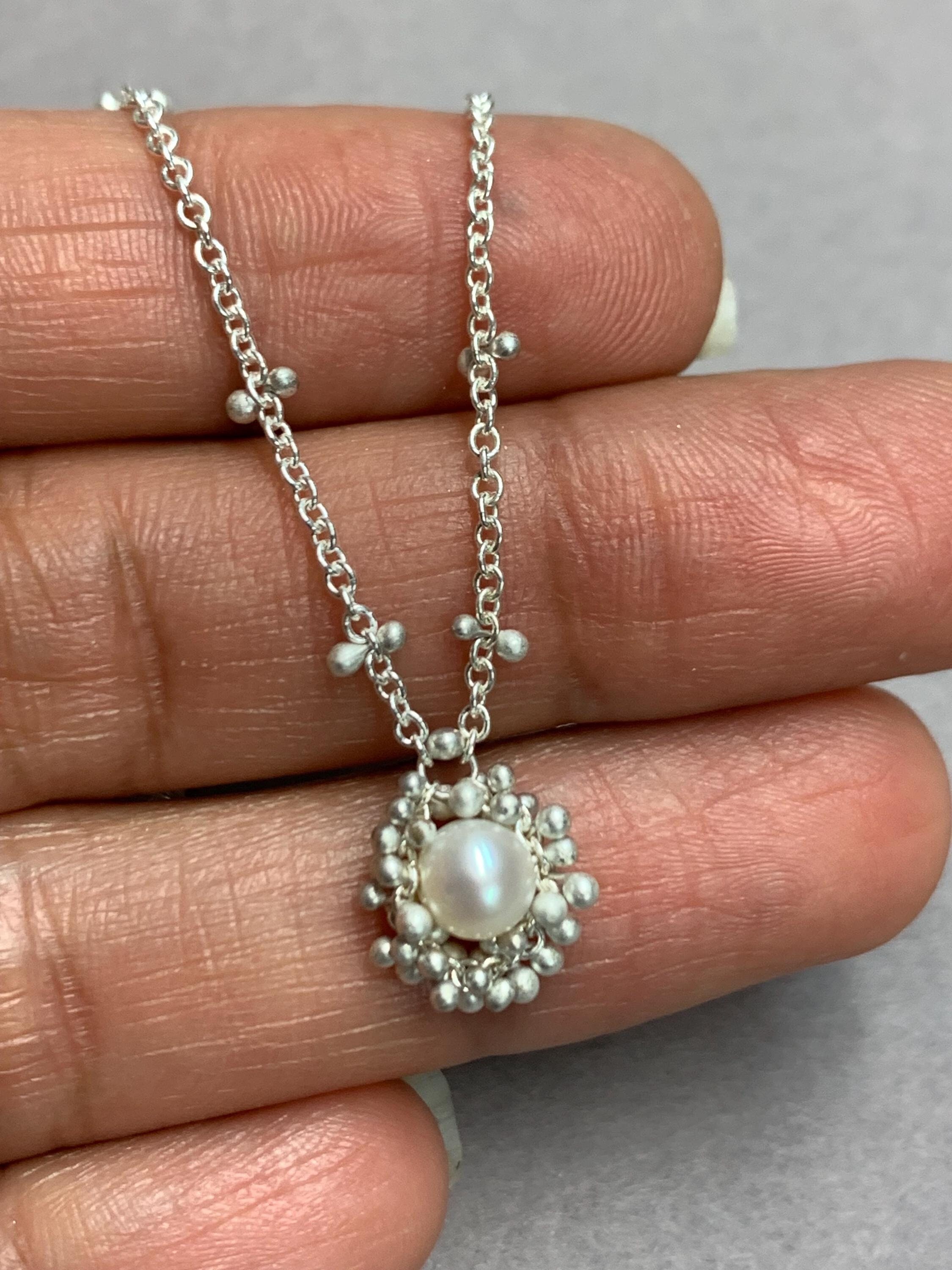 360 Degrees Freshwater Pearl Necklace in Sterling Silver - Etsy