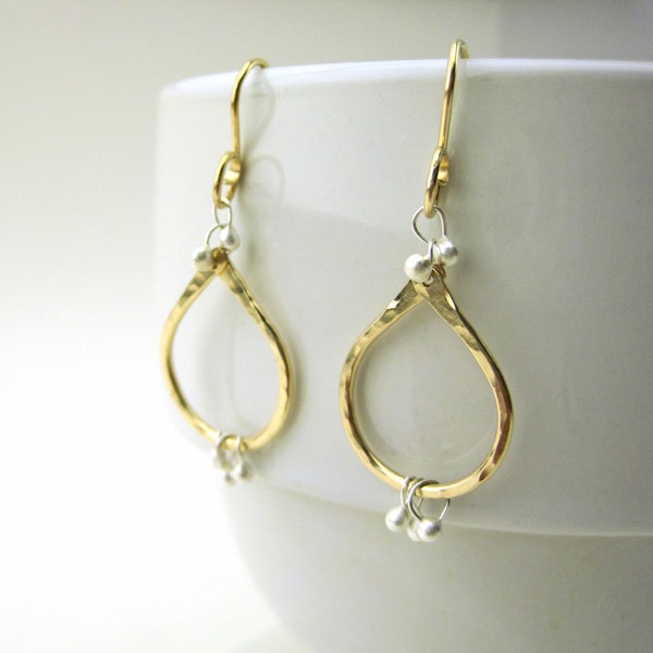 Small Petal Drop Earrings in Sterling Silver or 14k Goldfilled
