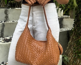 Summer Bag, Handwoven Leather Hobo Bag, Braided Leather Bag, Genuine Leather