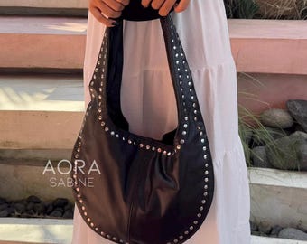 Vintage XOXO Studded Faux Black Patent Leather Metallic