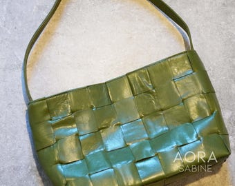 Handwoven Leather Hobo Bag, Weaving Bag, Genuine Leather