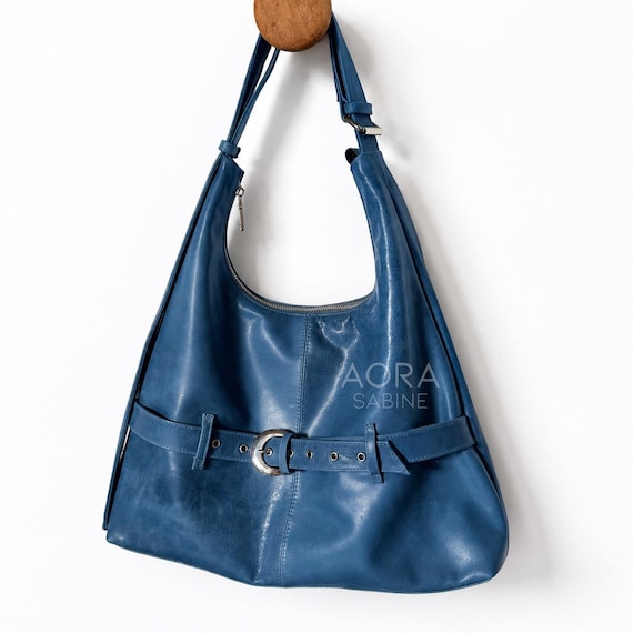 Slingbag Leather Slouchy Bag: Genuine Leather Crossbody, Studded Sling Bag
