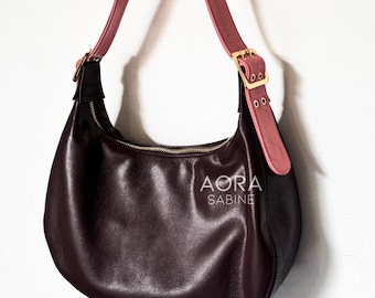 Two Tone Minimalist Leather Bag, Shoulder Bag