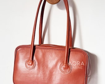Suede Leather Bowling Bag, Y2K Baguette Shoulder Bag