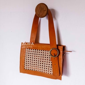 LOVINA BAG - Summer bag, Rattan Leather, Leather Bag, Bali Bag, Woven, Webbing Rattan, Sling Bag, Straw Bag, Rattan Bag, Shoulder Bag