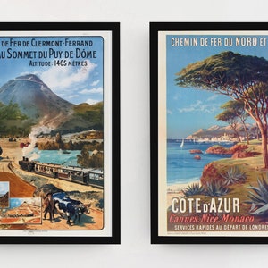 Vintage Cote D'Azur Poster, Sommer an der Cote D'Azur, Vintage Reiseplakat, Vintage französisches Tourismusplakat, SET von 2 DIGITAL DOWNLOAD