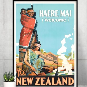 Neuseeland Reiseplakat, Vintage Neuseeland Reiseplakat, Neuseeland Reiseplakat, Neuseeland Willkommen Druck, Kiwi Willkommen Plakat