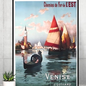 Vintage Italy Wall Art, Vintage Venice Travel Print, Vintage Venice Train Poster, Vintage Venice Poster, Vintage Venice Wallart, Digital