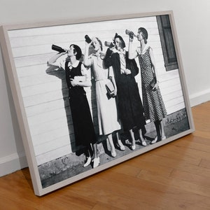 Vintage Black and White Wallart, Women Drinking Print, Vintage Prohibition Photo, Black and White Prohibition Photo, Roaring Twenties Print