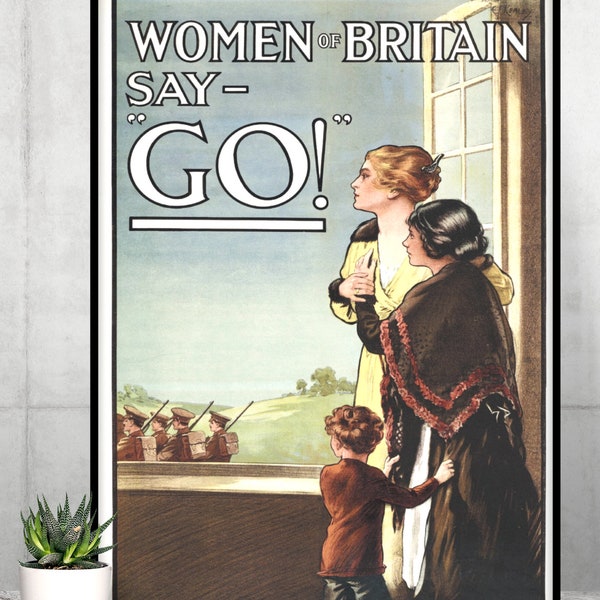 Women of Britain Say 'Go! Visit Spain Print, Vintage 1st World Wall Wall Art, Vintage 1st World Wall Art, WW1 Propaganda Poster, DIGITAL