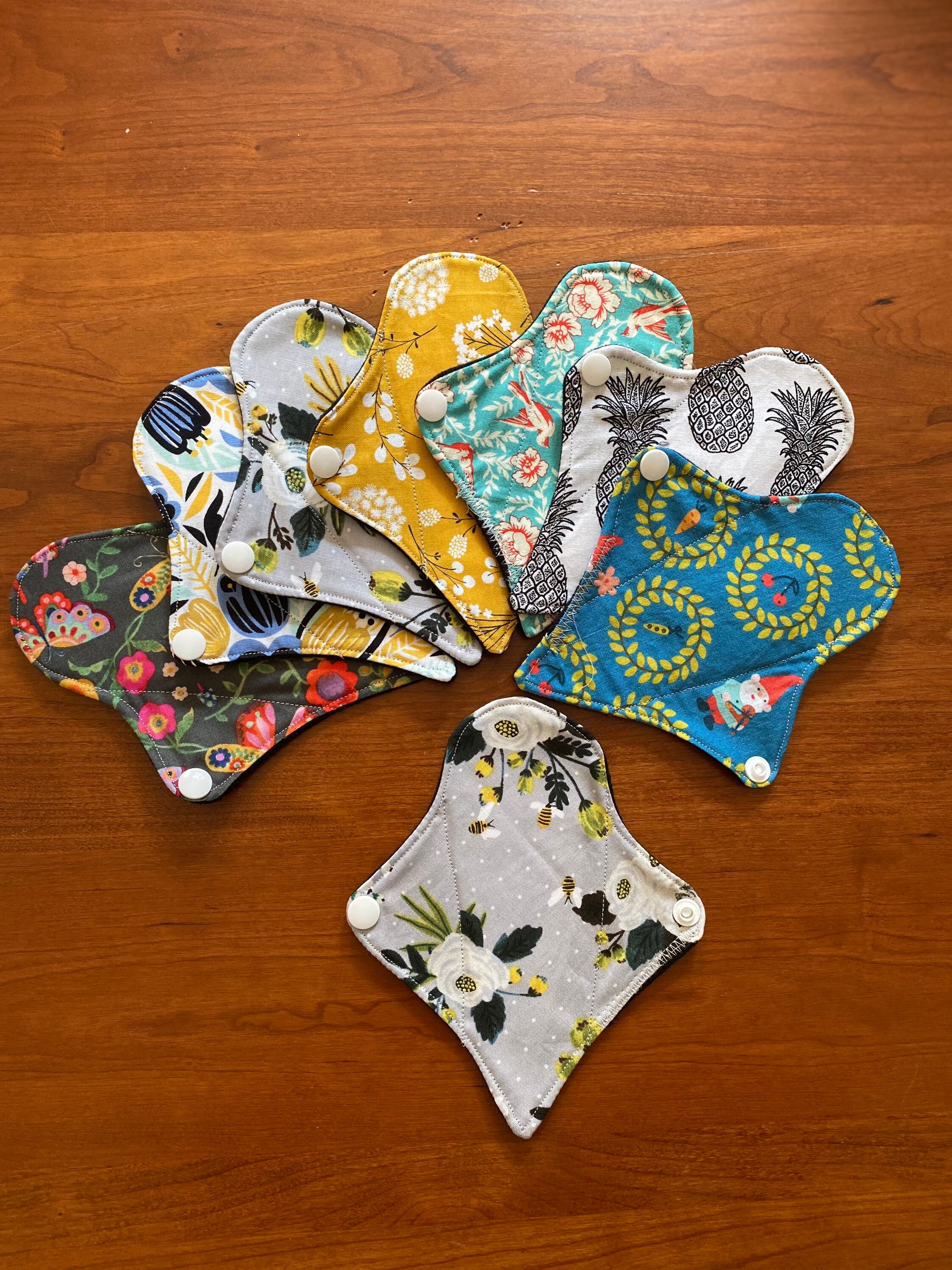 Thong Cloth Panty Liners - Super Soft Reusable Cotton Flannel Panty Liners  in 6, 7, 8 in a Variety of Cute Prints