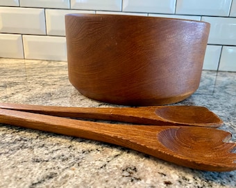 Wood Salad Bowl and Utensils