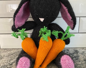 Handknit Bunny and Carrots