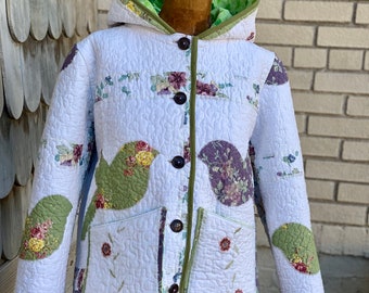 Bird Song Quilt Coat-Size LARGE