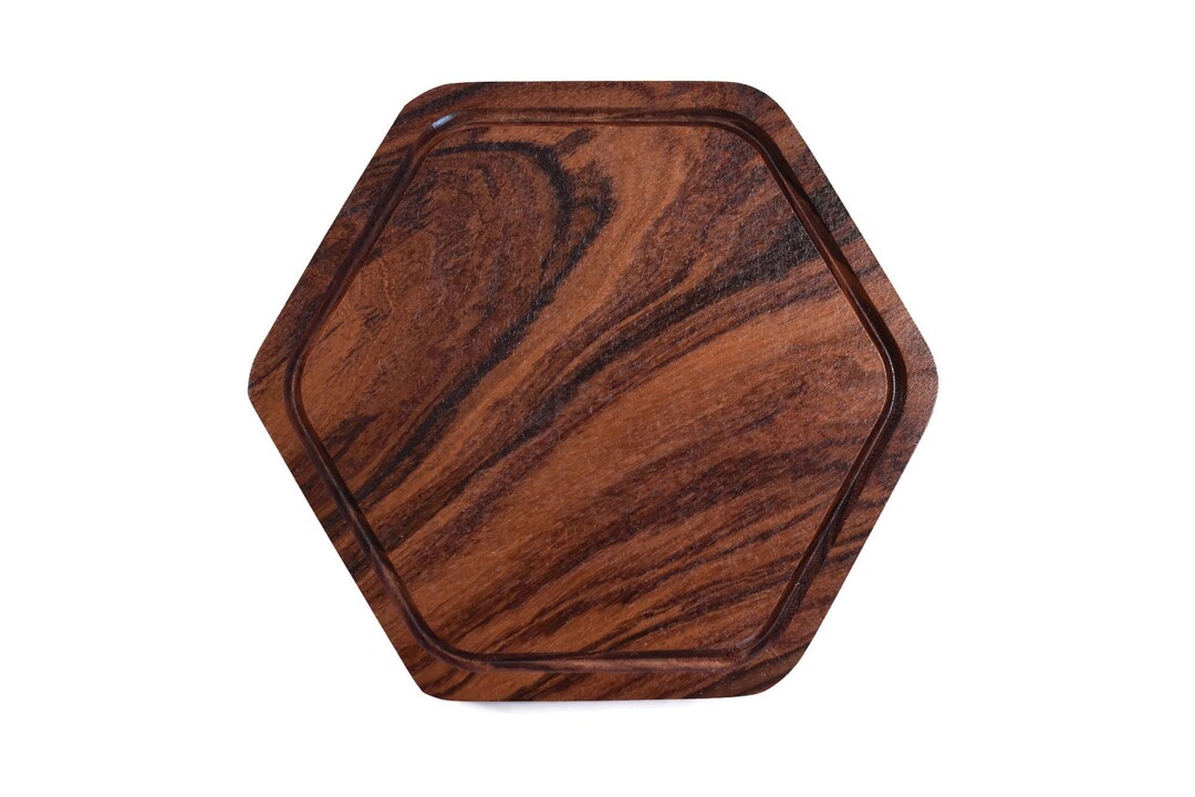 Rose Wood Coasters, Hexagon Coasters, Dark Wood Coasters, Aesthetic