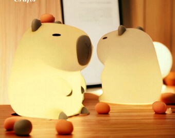 Capybara Night Light Kids Bedside Table Lamp Bedroom Cute Decor Capybara Animal Sleep Lamp Cartoon Animal Gift for her Unique Kids Gift Cute