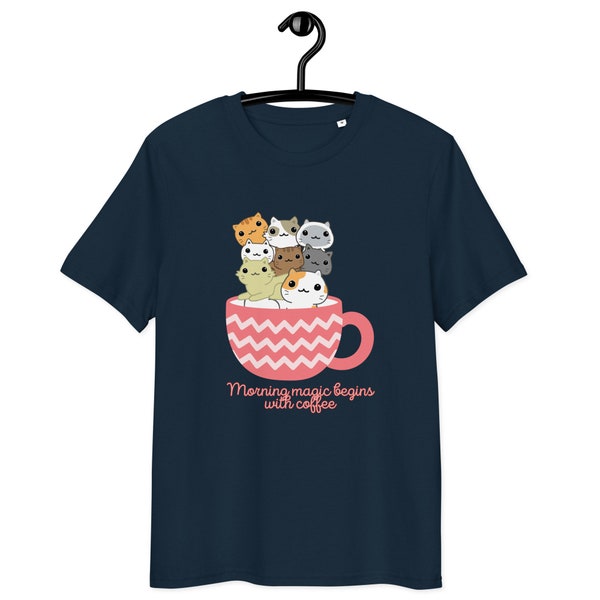 Funny Cat T-shirt, Morning magic begins with coffee T-shirt, Coffee Lover T-shirt, Cat Lover T-shirt