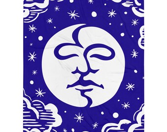 Mystical Moon Goddess : Enchanted Moon and Stars Throw Blanket