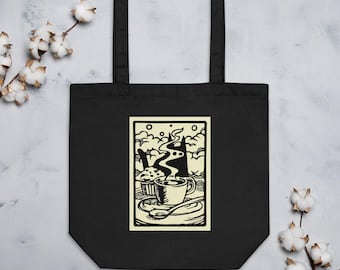 Coffee with Muffin and Cat : Organic Cotton Tote