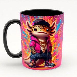 Rap Axolotl. Wrap for 15 Oz mug. Axolotl Mug. PNG Cute Axolotl. Sublimation design. Instant digital download PNG.