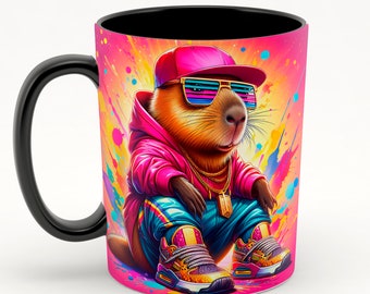 Capibara urbano, taza capibara regalo, fiesta de capibara, envoltura de taza de capibara, capibara lindo, capibara divertido, capibara PNG.