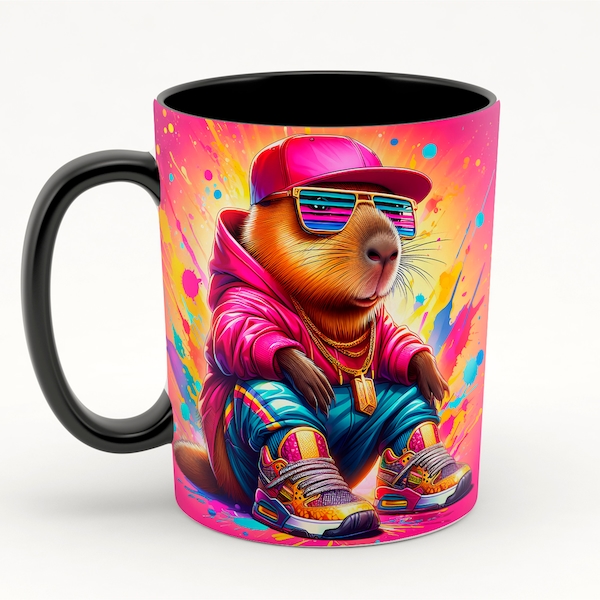 Capibara urbano, taza capibara regalo, fiesta de capibara, envoltura de taza de capibara, capibara lindo, capibara divertido, capibara PNG.