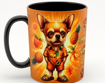 Chihuahua de verano, Chihuahua de sublimación, Chihuahua summer rules, Chihuahua divertido, Chihuahua PNG, Chihuahua lindo, Taza de 15 Oz.