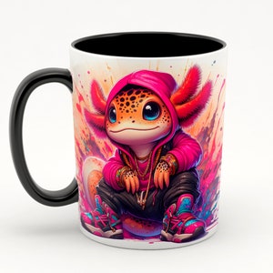 Funny axolotl. Wrap for 15 Oz mug. Hip Hop Axolotl Mug. Axolotl. Axolotl sublimation. Instant digital download PNG.