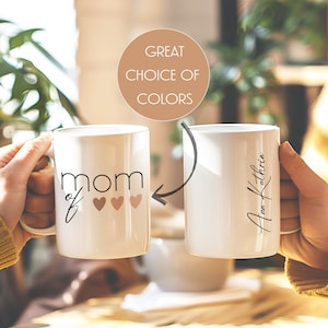 Personalized Mom of Three Coffee Mug with Name, Custom Baby Shower Gift for Mother of Three, Mom of 3 To Be, New Mom Mug,Expecting Bonus Mom