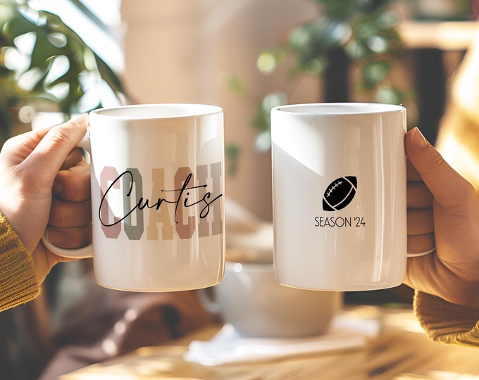 Personalized Coach Mug as Custom Team Gift, Custom Cup for Football, Soccer or Cheer Coach, Team Leaders Gift with name, Christmas Gift