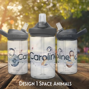 Personalisierte Trinkflasche für Kinder Weltall Astronauten, Camelbak® Wasserflasche für Kindergarten,Kinderflasche mit Namen,Geschenk Junge